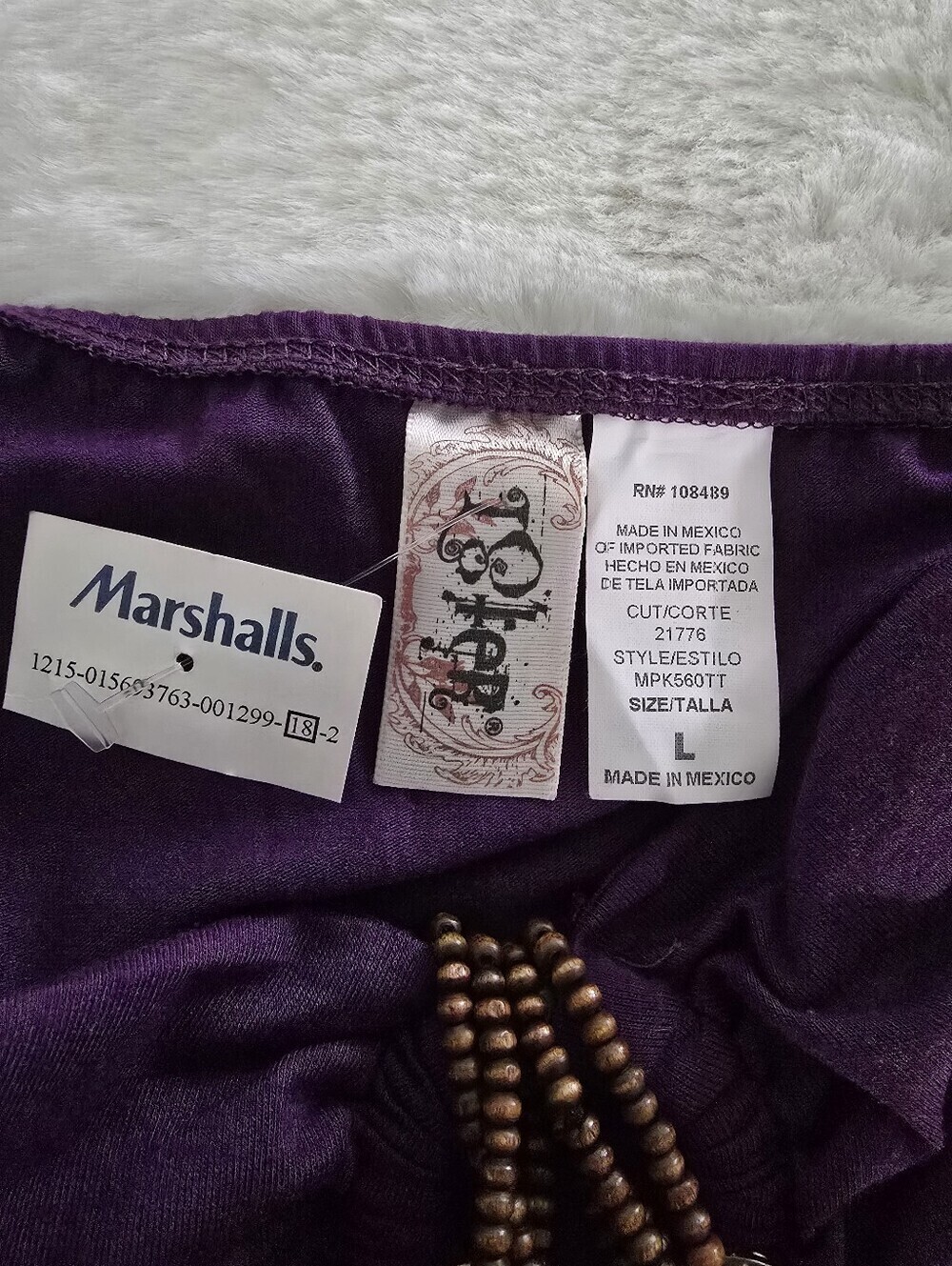 "L8TER" Ruched Sweetheart Neckline, Wood Embellished, Sleeveless Top In Purple - Picture 6 of 7